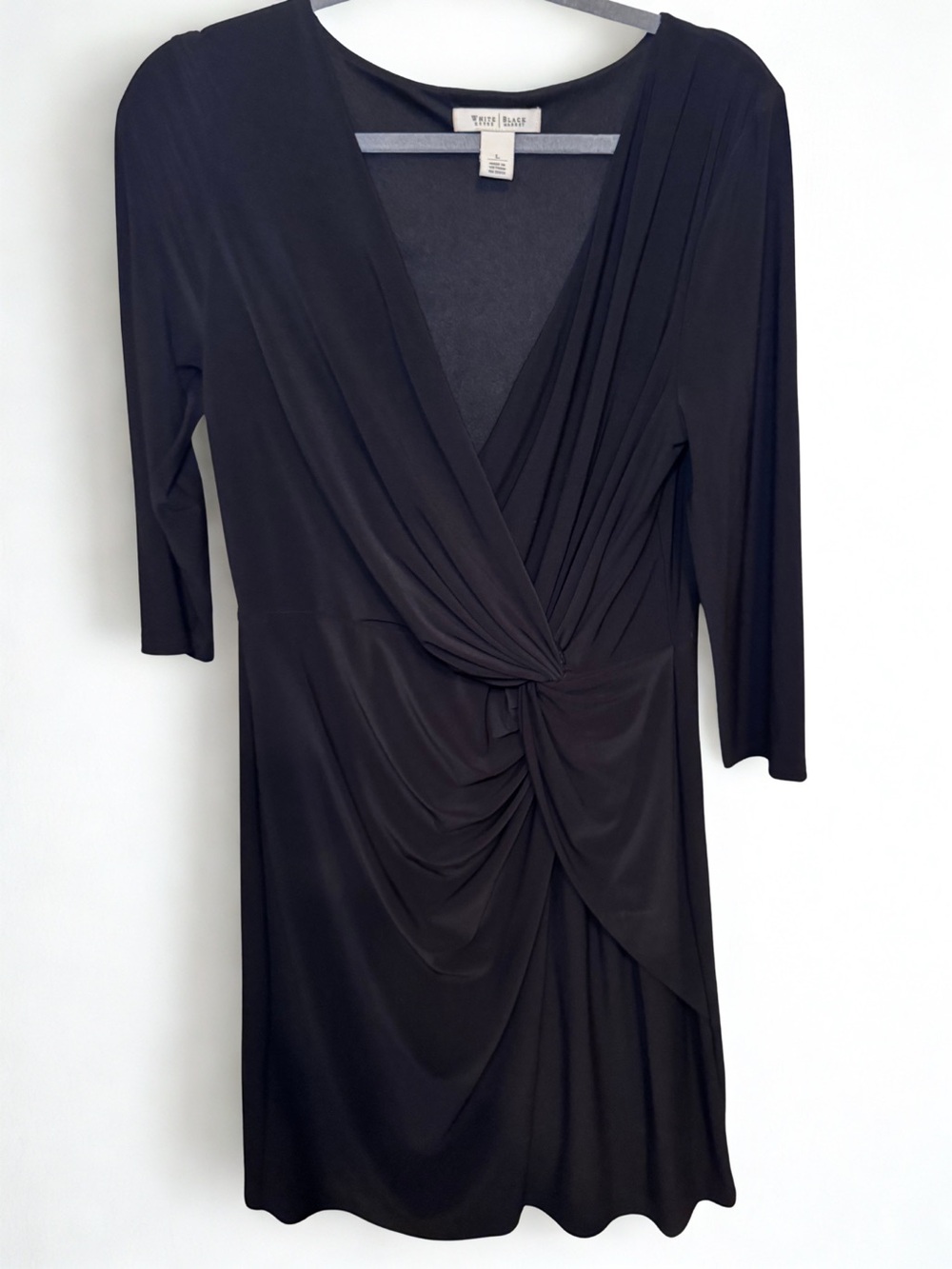 White House Black Market Black Draped Knot Front Dress